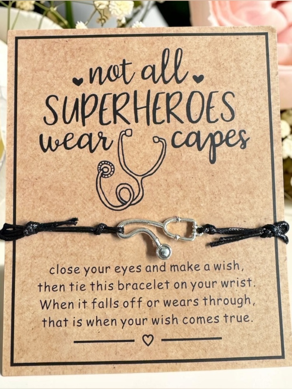 Nurse Wish Bracelet with Stethoscope Charm NIP